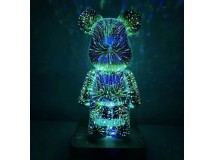 3D glass fireworks bear night light